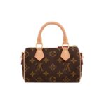 LOUIS VUITTON Speedy Nano Classic Old Flower Detachable Adjustable Shoulder Strap Canvas Coated Cowhide Trim Pillow Bag Single Shoulder Crossbody Handbag Mini Women's Brown - Image 5