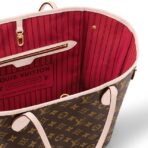 LOUIS VUITTON NEVERFULL MM Old Flower Color Matching Coated Canvas Cowhide Trim Tote Bag Shopping Bag One-shoulder Handbag Medium Size Women's Brown - Image 12