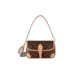 LOUIS VUITTON Diane PM Classic Old Flower Canvas Coating Armpit Bag Baguette Bag Handbag Crossbody Shoulder Bag Small Size Women's Brown