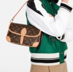 LOUIS VUITTON Diane PM Classic Old Flower Canvas Coating Armpit Bag Baguette Bag Handbag Crossbody Shoulder Bag Small Size Women's Brown - Image 9