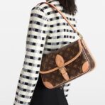 LOUIS VUITTON Diane PM Classic Old Flower Canvas Coating Armpit Bag Baguette Bag Handbag Crossbody Shoulder Bag Small Size Women's Brown - Image 11