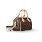 LOUIS VUITTON SpeedyBandoulière 20 Classic Old Flower Embroidery Logo Adjustable Detachable Shoulder Strap Coated Canvas Cowhide Trim Single Shoulder Crossbody Handbag Women's Brown - Image 3