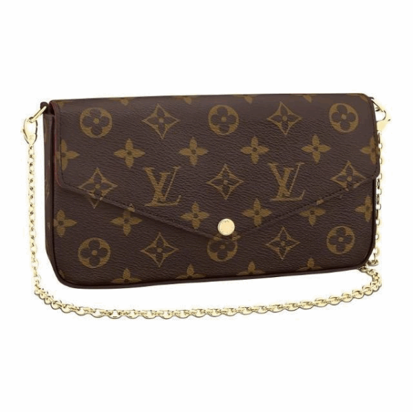LOUIS VUITTON Felicie Pochette Classic Old Flower Coated Canvas Cowhide Three-in-one Chain Bag Armpit Bag Hand-Crossbody Shoulder Bag Women's Brown