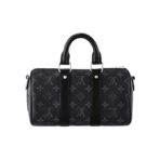 LOUIS VUITTON keepall 25 metal black samurai old flower adjustable shoulder strap coated canvas cow leather trim hand-held one-shoulder cross-body bag regular men's black and gray - Image 4