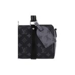 LOUIS VUITTON keepall 25 metal black samurai old flower adjustable shoulder strap coated canvas cow leather trim hand-held one-shoulder cross-body bag regular men's black and gray - Image 5