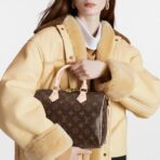 LOUIS VUITTON Speedy Series 25 Detachable Adjustable Shoulder Strap Classic Old Flower Full Print Coated Canvas Cowhide Trim Pillow Bag Single Shoulder Crossbody Handbag Women's Brown - Image 6