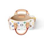 LOUIS VUITTON x Takashi Murakami Takashi Murakami Co-branded NANO SPEEDY White Tricolor Coated Canvas Leather Trim Boston Bag Crossbody Handbag Super Mini Women's White Light Brown - Image 5
