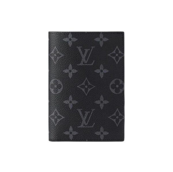 LOUIS VUITTON Logo Print Short Bifold Coated Canvas Wallet Men's Black