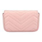 GUCCI Gucci GG Marmont single-color ceramic double G finish resin chain shoulder strap V-shaped quilted leather flap bag waist bag shoulder bag women's light pink - Image 4