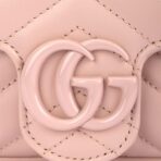 GUCCI Gucci GG Marmont single-color ceramic double G finish resin chain shoulder strap V-shaped quilted leather flap bag waist bag shoulder bag women's light pink - Image 6