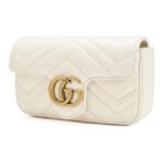 GUCCI Gucci GG Marmont Gold Logo Old Quilted Leather Crossbody Shoulder Bag Super Mini Women's White - Image 3