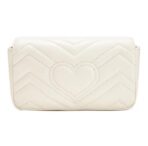 GUCCI Gucci GG Marmont Gold Logo Old Quilted Leather Crossbody Shoulder Bag Super Mini Women's White - Image 4