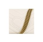 GUCCI Gucci GG Marmont Gold Logo Old Quilted Leather Crossbody Shoulder Bag Super Mini Women's White - Image 6