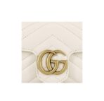 GUCCI Gucci GG Marmont Gold Logo Old Quilted Leather Crossbody Shoulder Bag Super Mini Women's White - Image 7