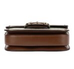 GUCCI Gucci Horsebit 1955 Old Flower Logo Canvas Leather Saddle Bag Handbag Crossbody Shoulder Bag Small Size Men's and Women's Same Style Ebony Color Brown - Image 5
