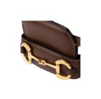 GUCCI Gucci Horsebit 1955 Old Flower Logo Canvas Leather Saddle Bag Handbag Crossbody Shoulder Bag Small Size Men's and Women's Same Style Ebony Color Brown - Image 6