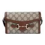 GUCCI Gucci Horsebit 1955 Horse Buckle Old Flower Logo Canvas Leather Box Bag Single Shoulder Crossbody Bag Mini Same Style for Men and Women