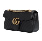 GUCCI Gucci GG Marmont Gold Vintage Double G Logo Stamping Leather Marmont 22 Chain Flip Bag Shoulder Bag Crossbody Bag Mini Women's Black - Image 3