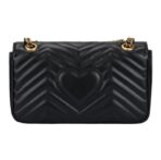 GUCCI Gucci GG Marmont Gold Vintage Double G Logo Stamping Leather Marmont 22 Chain Flip Bag Shoulder Bag Crossbody Bag Mini Women's Black - Image 4