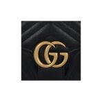 GUCCI Gucci GG Marmont Gold Vintage Double G Logo Stamping Leather Marmont 22 Chain Flip Bag Shoulder Bag Crossbody Bag Mini Women's Black - Image 6