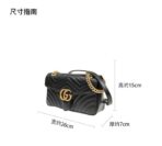 GUCCI Gucci GG Marmont Gold Vintage Double G Logo Stamping Leather Marmont 22 Chain Flip Bag Shoulder Bag Crossbody Bag Mini Women's Black - Image 10