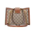 GUCCI Gucci Padlock Metal Lock Lock Buckle Old Flower Logo Canvas Leather Tote Bag Tote Bag Shopping Bag Handbag Crossbody Shoulder Bag Medium Size Women's Ebony Brown - Image 5