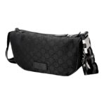 GUCCI Gucci Double G Series Brand Logo Double G Old Flower Full Printed Striped Webbing Nylon Mailer Bag Shoulder Bag Crossbody Bag Men's Black - Image 3