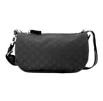 GUCCI Gucci Double G Series Brand Logo Double G Old Flower Full Printed Striped Webbing Nylon Mailer Bag Shoulder Bag Crossbody Bag Men's Black - Image 4