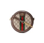 GUCCI Gucci Ophidia Old Flower Logo Striped Webbing Canvas Patchwork Round Cake Bag Chain Bag Single Shoulder Crossbody Bag Mini Women's