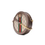 GUCCI Gucci Ophidia Old Flower Logo Striped Webbing Canvas Patchwork Round Cake Bag Chain Bag Single Shoulder Crossbody Bag Mini Women's - Image 3