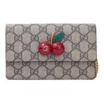 GUCCI Gucci Three-dimensional Cherry Decoration Old Flower Logo Canvas Leather Canvas Bag Chain Bag Cross-body Shoulder Bag Mini Women's