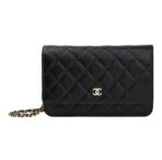 CHANEL WOC gold buckle diamond leather chain chain shoulder strap granular embossed lychee pattern cowhide fortune bag mouth cover bag mahjong bag cross-body bag women's black