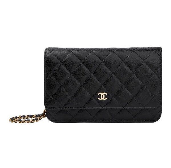 CHANEL WOC gold buckle diamond leather chain chain shoulder strap granular embossed lychee pattern cowhide fortune bag mouth cover bag mahjong bag cross-body bag women's black