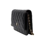 CHANEL WOC gold buckle diamond leather chain chain shoulder strap granular embossed lychee pattern cowhide fortune bag mouth cover bag mahjong bag cross-body bag women's black - Image 3