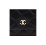 CHANEL WOC gold buckle diamond leather chain chain shoulder strap granular embossed lychee pattern cowhide fortune bag mouth cover bag mahjong bag cross-body bag women's black - Image 6