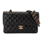 CHANEL Classic Flap CF Classic Chain Shoulder Strap Leather Wear Chain Diamond Grain Embossed Cowhide Crossbody Shoulder Bag Small Size Women's Black