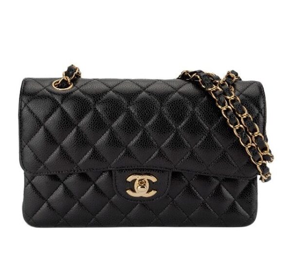 CHANEL Classic Flap CF Classic Chain Shoulder Strap Leather Wear Chain Diamond Grain Embossed Cowhide Crossbody Shoulder Bag Small Size Women's Black