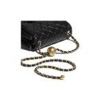 CHANEL CF Square Fatty Classic Diamond Gold Buckle Leather Chain Shoulder Strap Adjustable Sheepskin Crossbody Shoulder Bag Mini Women's Black - Image 4
