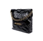 CHANEL Chanel 22Bag ultra-large capacity old gold logo gold coin leather chain diamond bag king of the year cowhide tote bag tote bag shopping bag mother bag shoulder bag small size women's black - Image 3