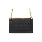 CHANEL Leboy gold buckle diamond flap bag caviar cowhide shoulder bag cross-body bag medium size women's black - Image 4