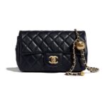 CHANEL Chanel Little Golden Ball Classic Flap CF Classic Diamond Gold Buckle Leather Chain Shoulder Strap Self-adjustable Sheepskin Bag Cross-body Shoulder Bag Mini Women's Black