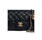 CHANEL Chanel Little Golden Ball Classic Flap CF Classic Diamond Gold Buckle Leather Chain Shoulder Strap Self-adjustable Sheepskin Bag Cross-body Shoulder Bag Mini Women's Black - Image 6