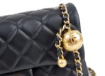 CHANEL Chanel Little Golden Ball Classic Flap CF Classic Diamond Gold Buckle Leather Chain Shoulder Strap Self-adjustable Sheepskin Bag Cross-body Shoulder Bag Mini Women's Black - Image 7