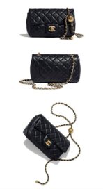 CHANEL Chanel Little Golden Ball Classic Flap CF Classic Diamond Gold Buckle Leather Chain Shoulder Strap Self-adjustable Sheepskin Bag Cross-body Shoulder Bag Mini Women's Black - Image 8