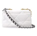 [Early Spring Series] CHANEL Chanel Chanel 19Bag Diamond Flap Leather Chain Chain Sheepskin Handheld Shoulder Crossbody Bag Regular Women's White - Image 4