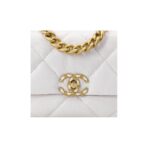 [Early Spring Series] CHANEL Chanel Chanel 19Bag Diamond Flap Leather Chain Chain Sheepskin Handheld Shoulder Crossbody Bag Regular Women's White - Image 6