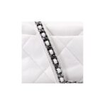[Early Spring Series] CHANEL Chanel Chanel 19Bag Diamond Flap Leather Chain Chain Sheepskin Handheld Shoulder Crossbody Bag Regular Women's White - Image 7