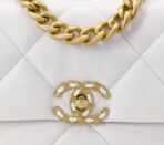 [Early Spring Series] CHANEL Chanel Chanel 19Bag Diamond Flap Leather Chain Chain Sheepskin Handheld Shoulder Crossbody Bag Regular Women's White - Image 11