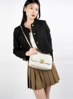 [Early Spring Series] CHANEL Chanel Chanel 19Bag Diamond Flap Leather Chain Chain Sheepskin Handheld Shoulder Crossbody Bag Regular Women's White - Image 12