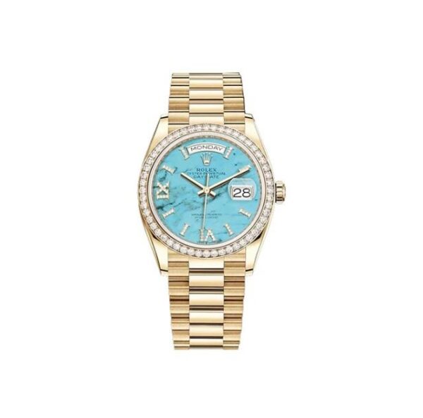 ROLEX Rolex Sunday Calendar Automatic Mechanical Movement Date Display Women's Watch Swiss Watch 36mm Blue Dial Gold Case Gold Strap